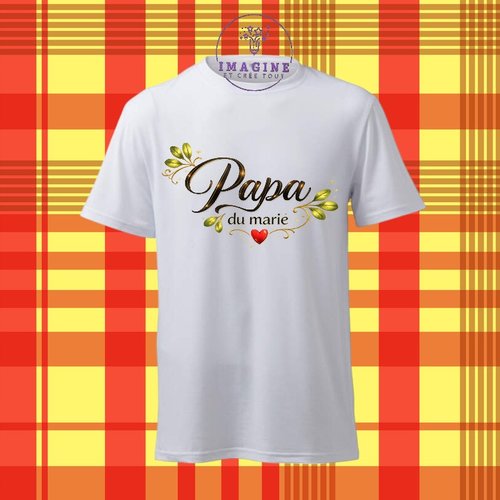 T-shirt personnalisé pour homme - ras du cou - sublimation - impression infusible ink - papa du marié