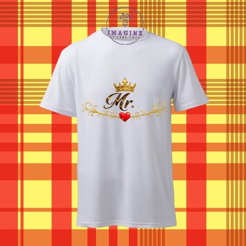 T-shirt personnalisé pour homme - ras du cou - sublimation - impression infusible ink - mr - monsieur - mariage