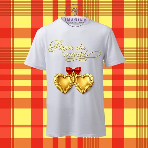 T-shirt personnalisé pour homme - ras du cou - sublimation - impression infusible ink - papa du marié - mariage