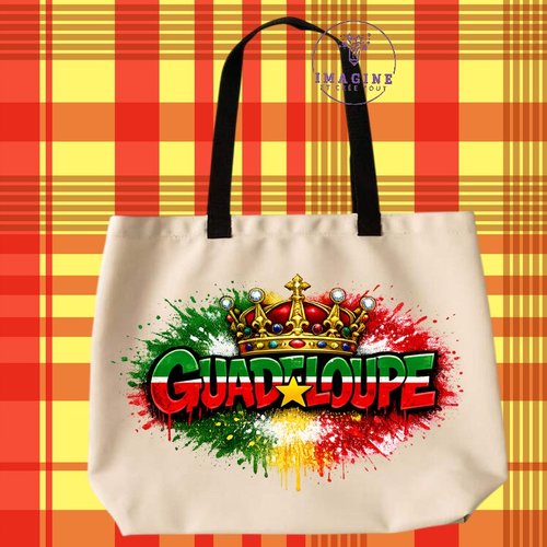 Tote bag taille l - sublimation - impression infusible ink - guadeloupe - 971 - gwada - multicolores