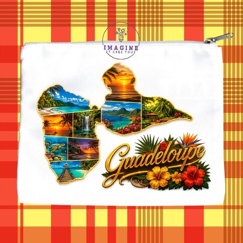 Trousse l - maquillage - sublimation - impression infusible ink - guadeloupe - paysages tropicaux - 971
