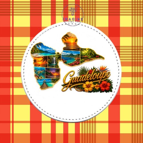 Sous verre en cuir - sublimation - impression infusible ink - guadeloupe - paysages tropicaux - 971
