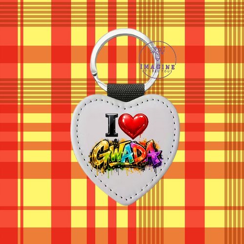 Porte clé - sublimation - impression infusible ink - i love gwada - cœur - graffitis