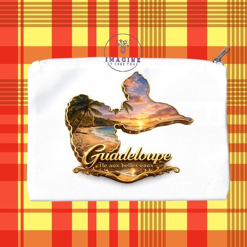 Tote bag taille m - sublimation -  impression infusible ink - carte - guadeloupe - 971 - île aux belles eaux