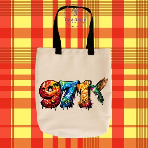 Tote bag taille m - sublimation -  impression infusible ink - 971 - guadeloupe - graffitis - gwada