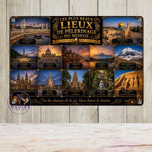 Tableau mural - sublimation -  impression infusible ink - plaque aluminium - les plus beaux lieux de pèlerinage du monde