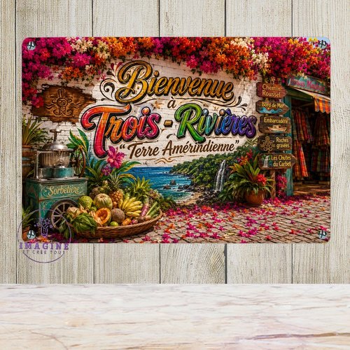 Tableau mural - sublimation -  impression infusible ink - plaque aluminium - commune de guadeloupe - 3/rivières - roches gravées