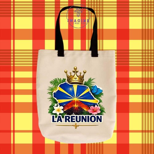 Tote bag taille m - sublimation -  impression infusible ink - île de la réunion - 974 - paille en queue
