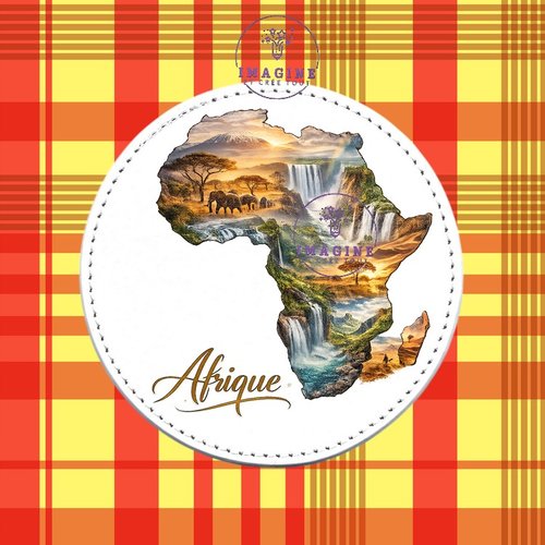 Sous verre en cuir - sublimation - impression infusible ink - afrique - continent - ethnique - baobab