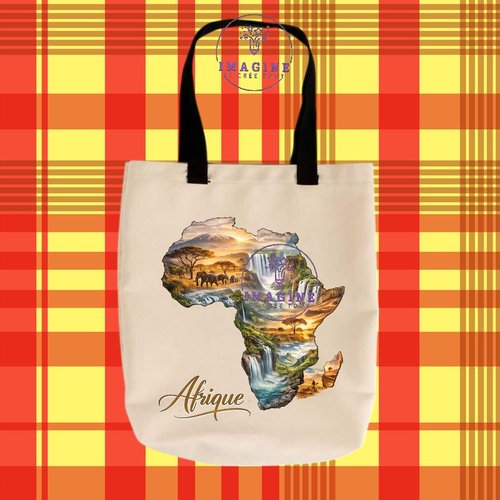 Tote bag taille m - sublimation -  impression infusible ink - afrique - continent - ethnique - baobab