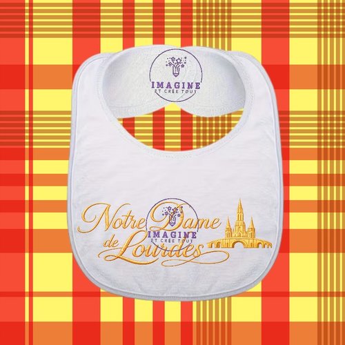 Bavoir - sublimation - impression infusible ink - vierge - lourdes - basilique - grotte - eau