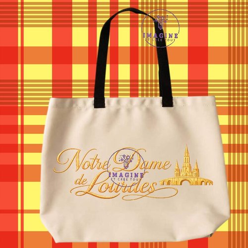 Tote bag taille l - sublimation - impression infusible ink - vierge - lourdes - basilique - grotte - eau