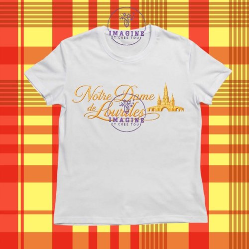 T-shirt personnalisé pour jeunes - col rond - sublimation - vierge - lourdes - basilique - grotte - eau