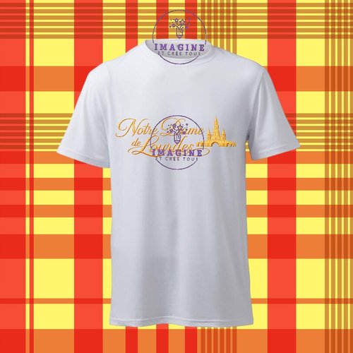 T-shirt personnalisé pour homme - ras du cou - sublimation - impression infusible ink - vierge - lourdes - basilique - grotte - eau