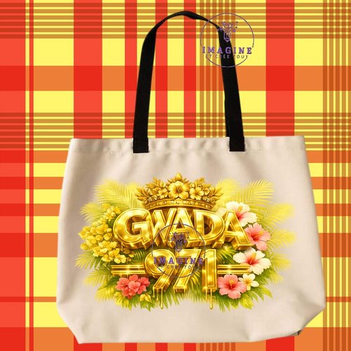 Tote bag taille l - sublimation - impression infusible ink - gwada, guadeloupe, 971