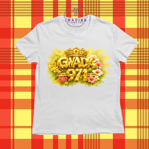 T-shirt personnalisé pour jeunes - col rond - sublimation - gwada, guadeloupe, 971
