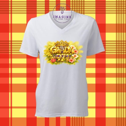 T-shirt personnalisé pour femme - col v - sublimation - impression infusible ink - gwada, guadeloupe, 971
