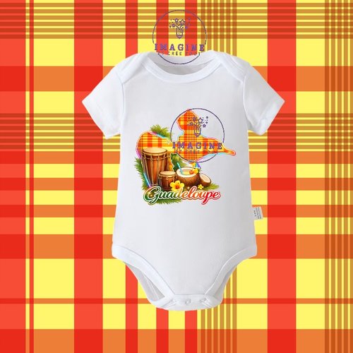 Body - bébé - baby - sublimation - impression infusible ink -  carte guadeloupe - madras - noix de coco - tambours