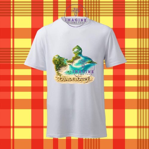 T-shirt personnalisé pour homme - ras du cou - sublimation - impression infusible ink -  plage tropicale - sable