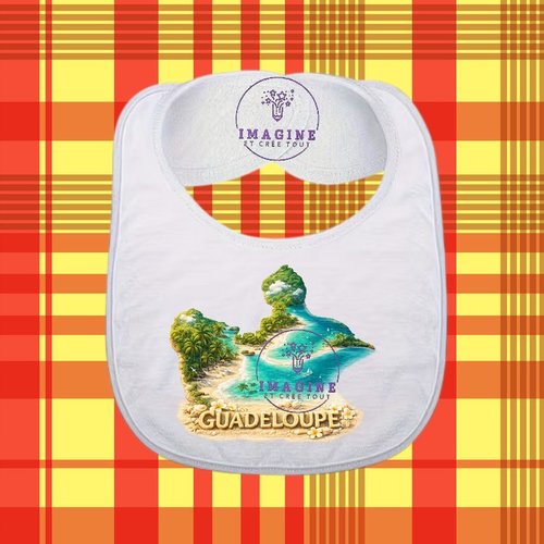 Bavoir - sublimation - impression infusible ink -  plage tropicale - sable