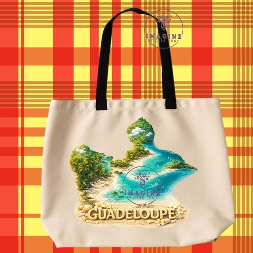 Tote bag taille l - sublimation - impression infusible ink -  plage tropicale - sable