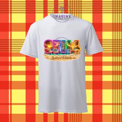 T-shirt personnalisé pour homme - ras du cou - sublimation - impression infusible ink -  97114 - 3/rivières - terre amérindienne