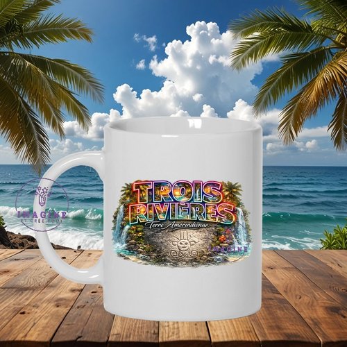 Mug - tasse - sublimation - impression infusible ink - carte guadeloupe - plage - sable - tortue