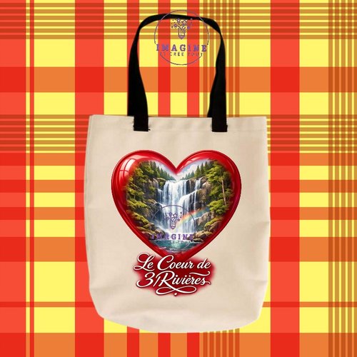 Tote bag taille m - sublimation -  impression infusible ink -  cœur - 3/rivières - terre amérindienne