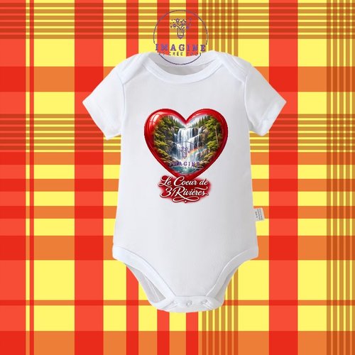 Body - bébé - baby - sublimation - impression infusible ink -   cœur - 3/rivières - terre amérindienne
