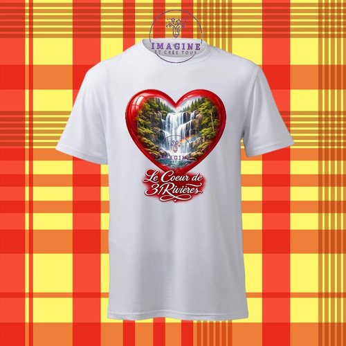 T-shirt personnalisé pour homme - ras du cou - sublimation - impression infusible ink - cœur - 3/rivières - terre amérindienne
