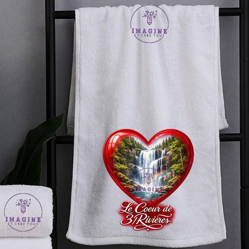 Petite serviette personnalisée pour le visage - sublimation - infusible ink - impression - cœur - 3/rivières - terre amérindienne