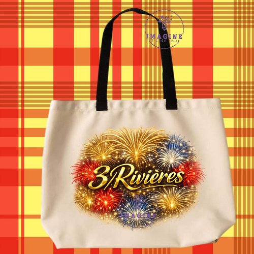 Tote bag taille l - sublimation - impression infusible ink - 3/rivières - feux d'artifices - terre amérindienne