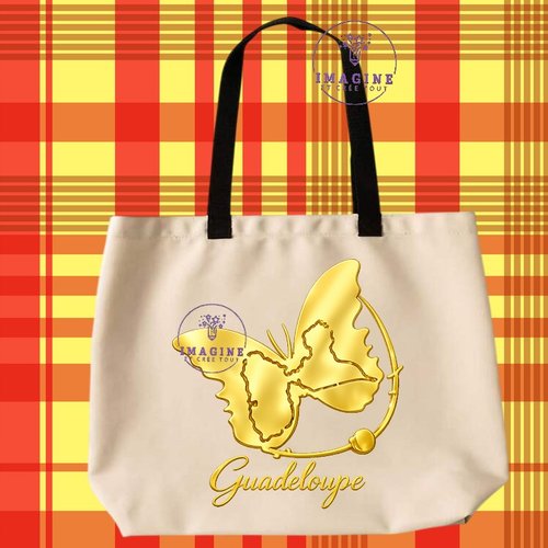 Tote bag taille l - sublimation - impression infusible ink - papillon - guadeloupe - 971
