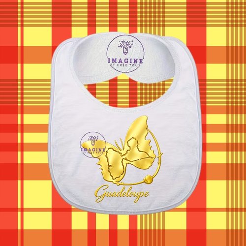 Bavoir - sublimation - impression infusible ink - papillon - guadeloupe - 971