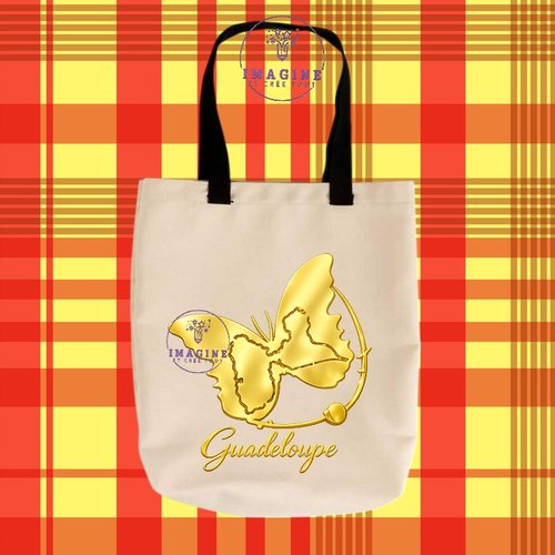 Tote bag taille m - sublimation -  impression infusible ink - papillon - guadeloupe - 971