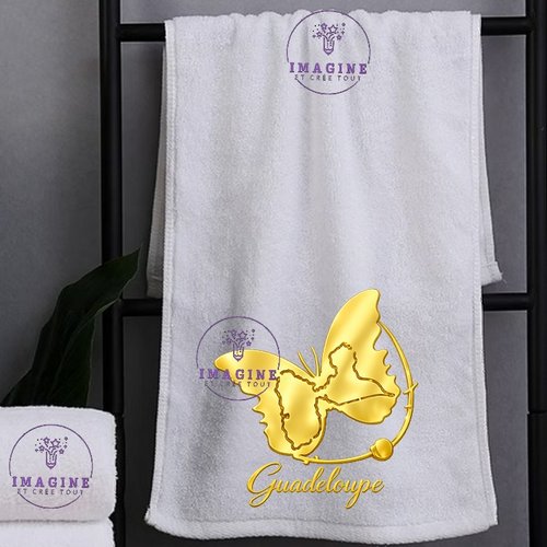 Petite serviette personnalisée pour le visage - sublimation - infusible ink - impression - papillon - guadeloupe - 971
