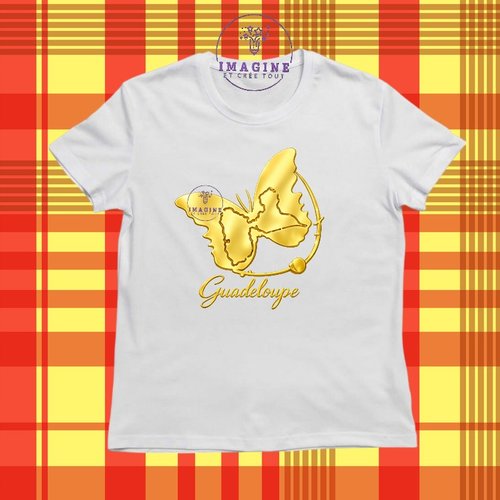 T-shirt personnalisé pour jeunes - col rond - sublimation - papillon - guadeloupe - 971