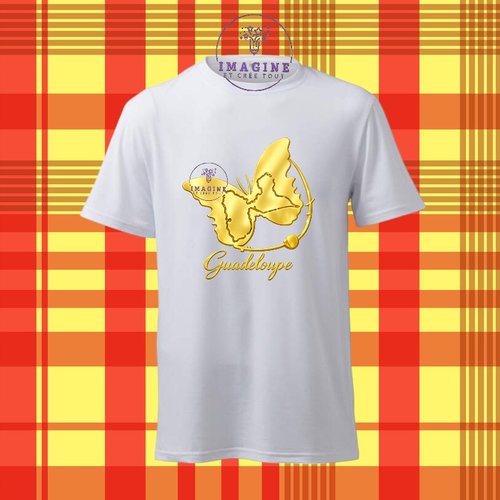 T-shirt personnalisé pour homme - ras du cou - sublimation - impression infusible ink - papillon - guadeloupe - 971