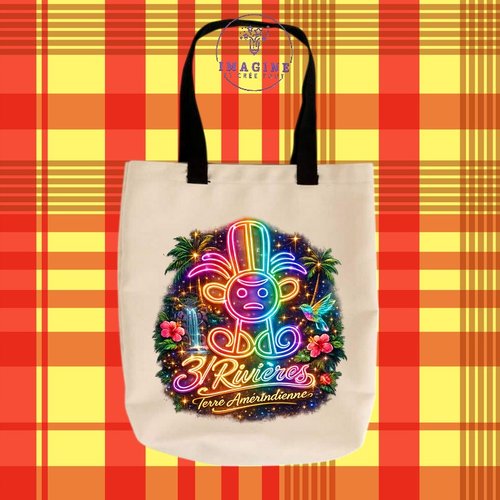 Tote bag taille m - sublimation -  impression infusible ink - 3/rivières - terre amérindienne - roche gravée