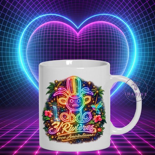 Mug - tasse - sublimation - impression infusible ink - 3/rivières - terre amérindienne - roche gravée