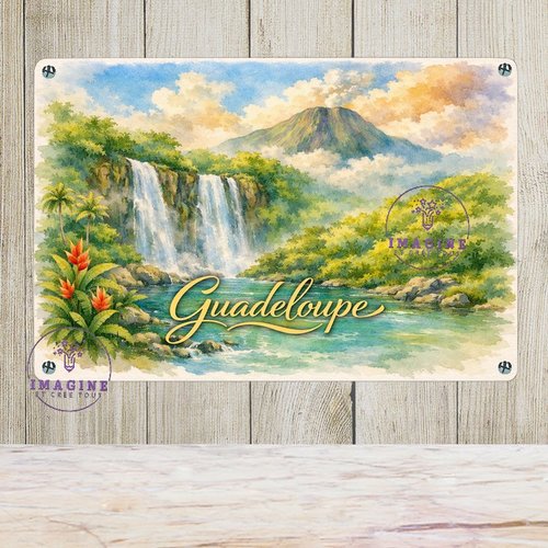 Tableau mural - sublimation -  impression infusible ink - plaque aluminium - guadeloupe - chutes du carbet - la soufrière - 971