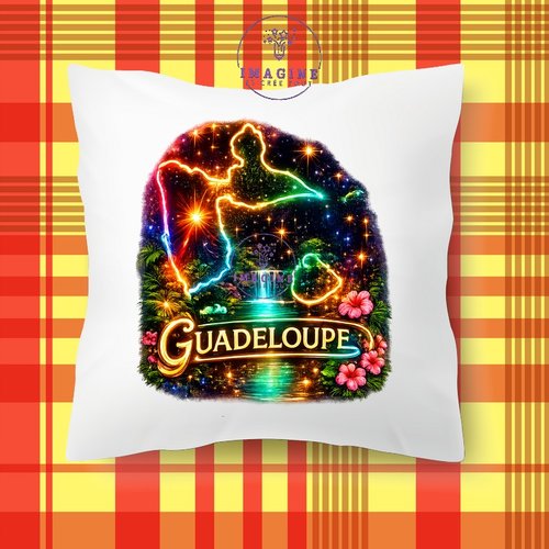 Taie personnalisée - lit - sommeil - sublimation - impression infusible ink - carte guadeloupe - néon - gwada - 971