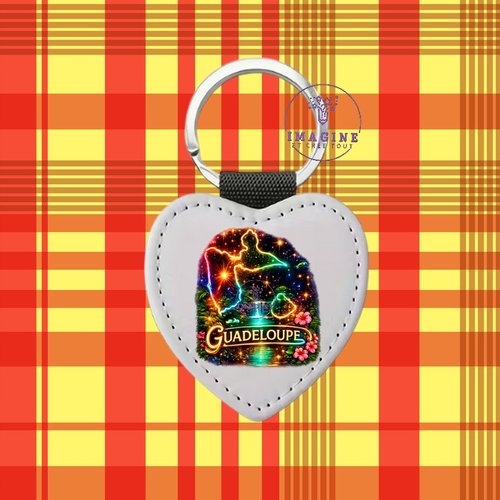 Porte clé - sublimation - impression infusible ink - carte guadeloupe - néon - gwada - 971