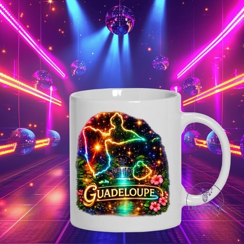 Mug - tasse - sublimation - impression infusible ink - carte guadeloupe - néon - gwada - 971