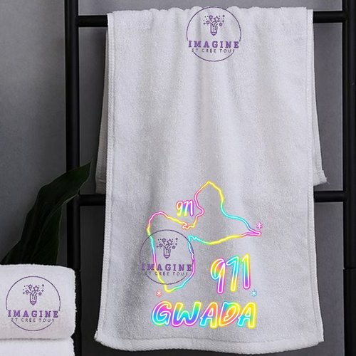 Petite serviette personnalisée pour le visage - sublimation - infusible ink - impression - carte guadeloupe - néon - gwada