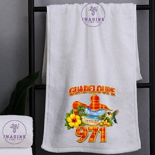 Petite serviette personnalisée pour le visage - sublimation - infusible ink - impression - guadeloupe - 971 - madras - hibiscus - colibri