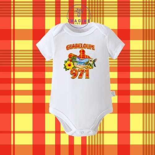 Body - bébé - baby - sublimation - impression infusible ink - guadeloupe - 971 - madras - hibiscus - colibri