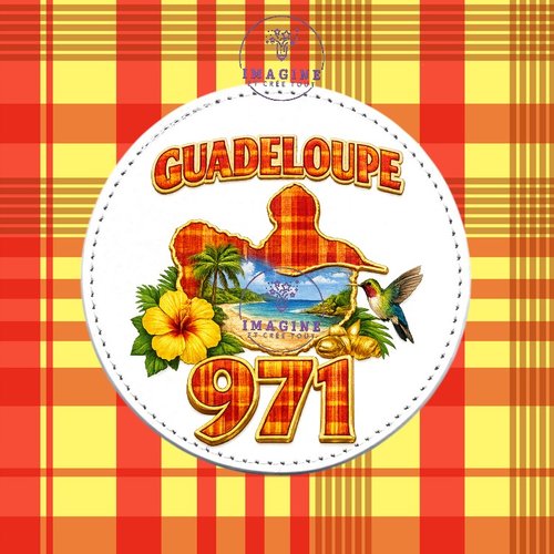 Sous verre en cuir - sublimation - impression infusible ink - guadeloupe - 971 - madras - hibiscus - colibri