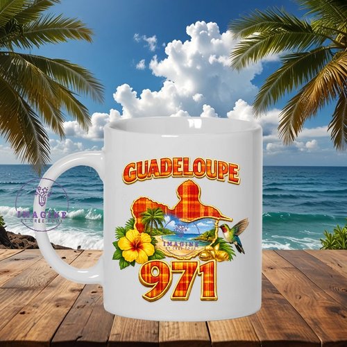 Mug - tasse - sublimation - impression infusible ink - guadeloupe - 971 - madras - hibiscus - colibri