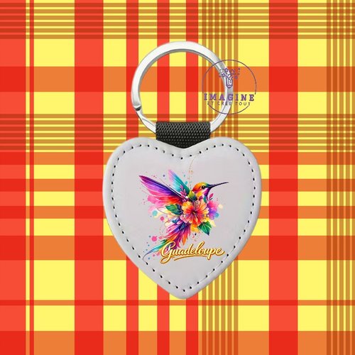 Porte clé - sublimation - impression infusible ink - colibri - aquarelle - hibiscus - guadeloupe